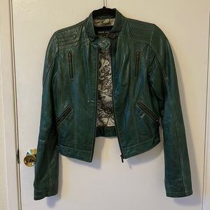 Black Rivet Genuine Leather Moto Jacket - XS